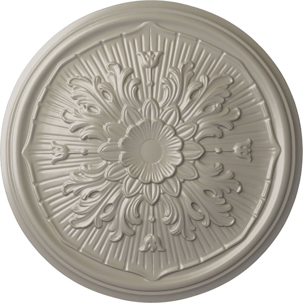 Ekena Millwork Luton Ceiling Medallion (Fits Canopies up to 1 1/8"), Hand-Painted Pearl White, 15 3/4"OD x 5/8"P CM16LUPWS - main